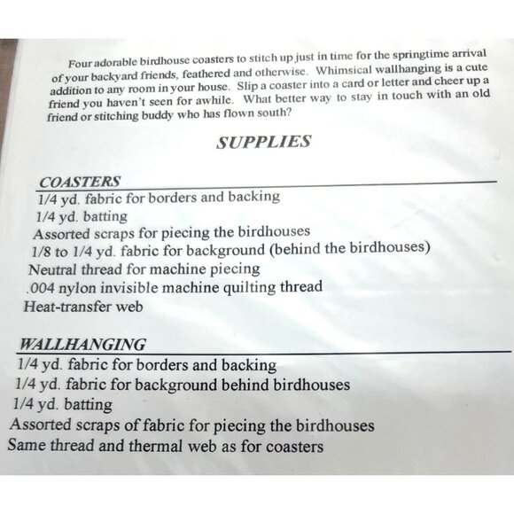 Love Nests Quilt Pattern Coasters & Wallhanging By The Scrapbaggers Paper Pieced - Picture 3 of 3